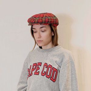 Vintage Scottish newsboy plaid tartan hat